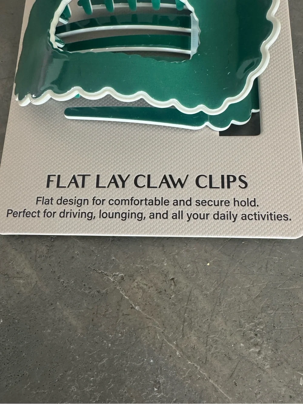 Piper•K Green Striped and Solid cute “ruffled”edged, Flat Lay Claw Clip Duo